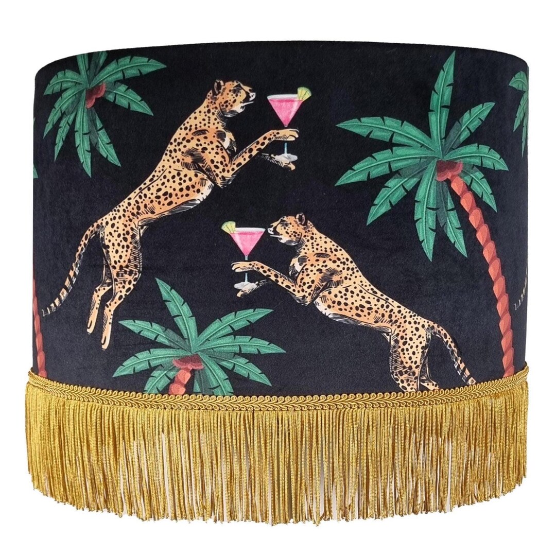 Fringed Leopard Lamp Shade, Cheetah Shades, Tassel Light, Leopard Print ...