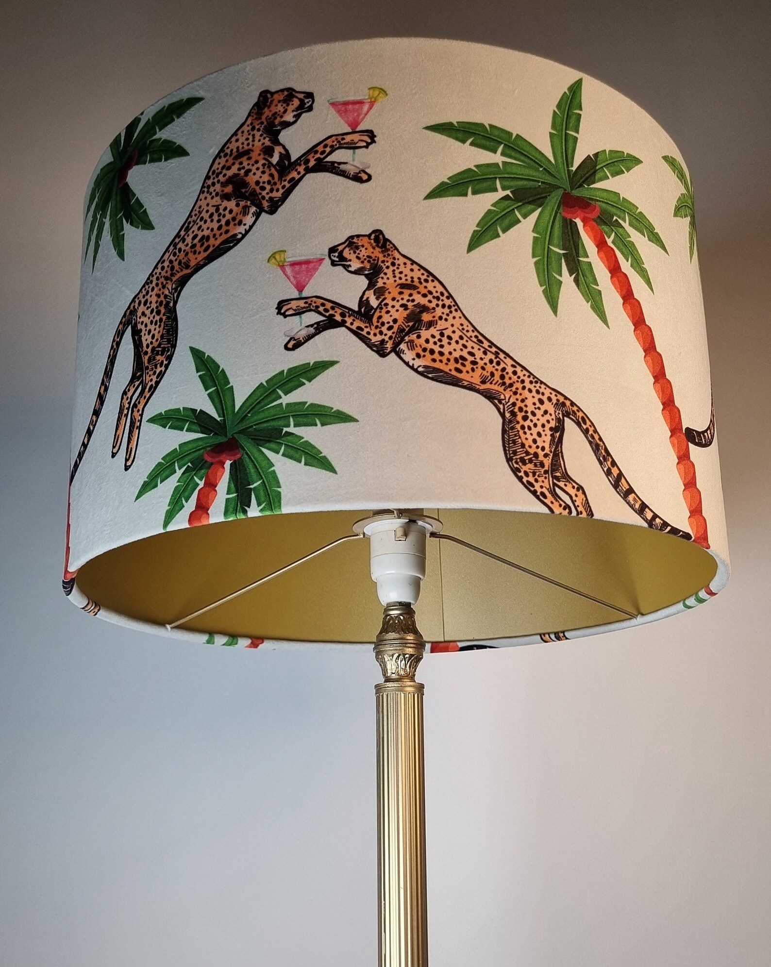 Cocktail Leopard Lamp Shade Ivory Cheetah Decor, Jungle Lampshade