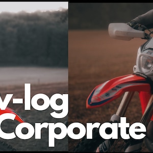 May include: A red and white dirt bike with a black and gray helmet and a white handlebar. The bike is in a field with trees in the background. The text "v-log Corporate Lut" is superimposed on the image.