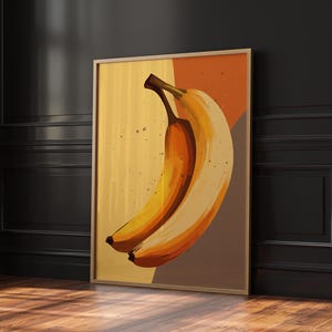Retro Banana Wall Art, Digital Print, Banana Illustration, Banana Boho Art, Fruit Wall Decor, Banana Print, Banana Poster, Banana Painting