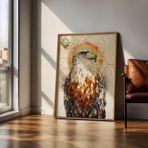 American Bald Eagle Wall Art, Digital Download, Bald Eagle Print, Abstract Boho Art Print, Fierce Bald Eagle Wall Decor, Eagle Poster Print