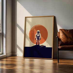 Astronaut Wall Art, Digital Printable, Boho Minimalist Print, Spaceman Wall Decor, Retro Space Explorer Art, Astronaut Print, Space Poster