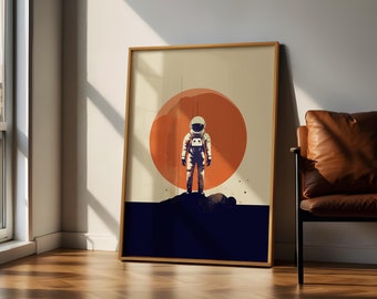 Astronaut Wall Art, Digital Printable, Boho Minimalist Print, Spaceman Wall Decor, Retro Space Explorer Art, Astronaut Print, Space Poster