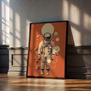 Astronaut Wall Art, Digital Printable, Space Astronaut Boho Print, Minimalist Wall Decor, Abstract Astronaut, Spaceman Retro Trendy Poster