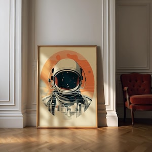 Astronaut Wall Art, Downloadable Art, Retro Space Astronaut Print, Minimalist Art, Spaceman Wall Decor, Space Explorer Poster, Astronaut Art