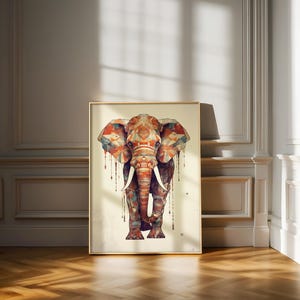 Elephant Wall Art, Downloadable Art, Watercolor Elephant Print, Animal Boho Decor, Minimalist Art, Colorful Elephant Poster, Printable Art