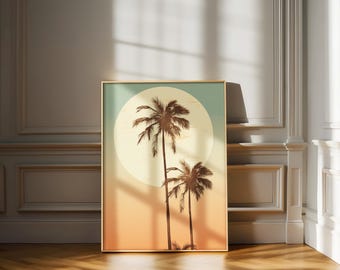 Palm Tree Wall Art, Digital Download, Palm Tree Print, Boho Beach Wall Decor, Minimalist Art, Tropical Art, Hawaii Poster, Coastal Art Print