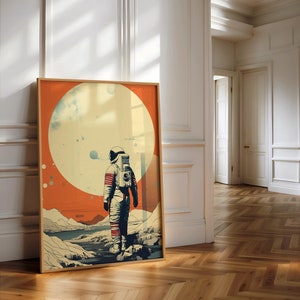 Astronaut Wall Art, Digital Printable, Space Art Print, Retro Vintage Poster Print, Astronaut Wall Decor, Sci-Fi Decoration, Astronaut Print