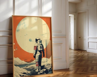 Astronaut Wall Art, Digital Printable, Space Art Print, Retro Vintage Poster Print, Astronaut Wall Decor, Sci-Fi Decoration, Astronaut Print