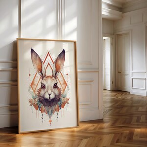Aquarell Hase Wandbild, Digitaldruck, Boho Hase Druck, minimalistische Hase Kaninchen Kunst, Hase Dekor, Kaninchen Wanddruck, Hase Kinderzimmer Druck