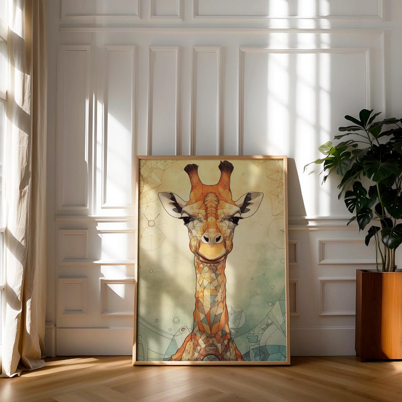 Giraffe Wall Art, Digital Download, Watercolor Giraffe Print, Boho Wall ...