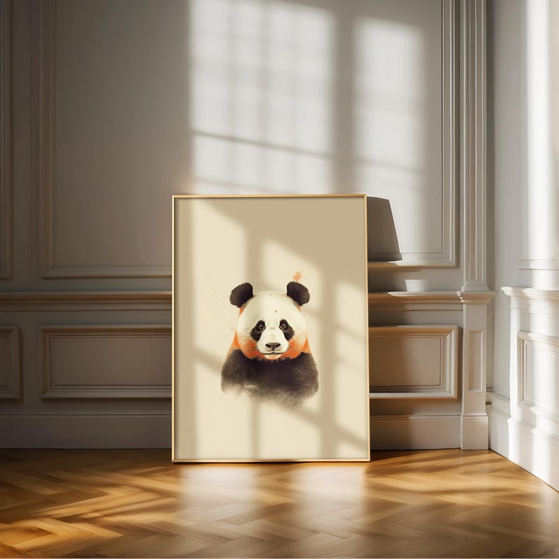 Minimalist Panda Wall Art, Cute Animal Print, Modern Boho Nursery Decor ...