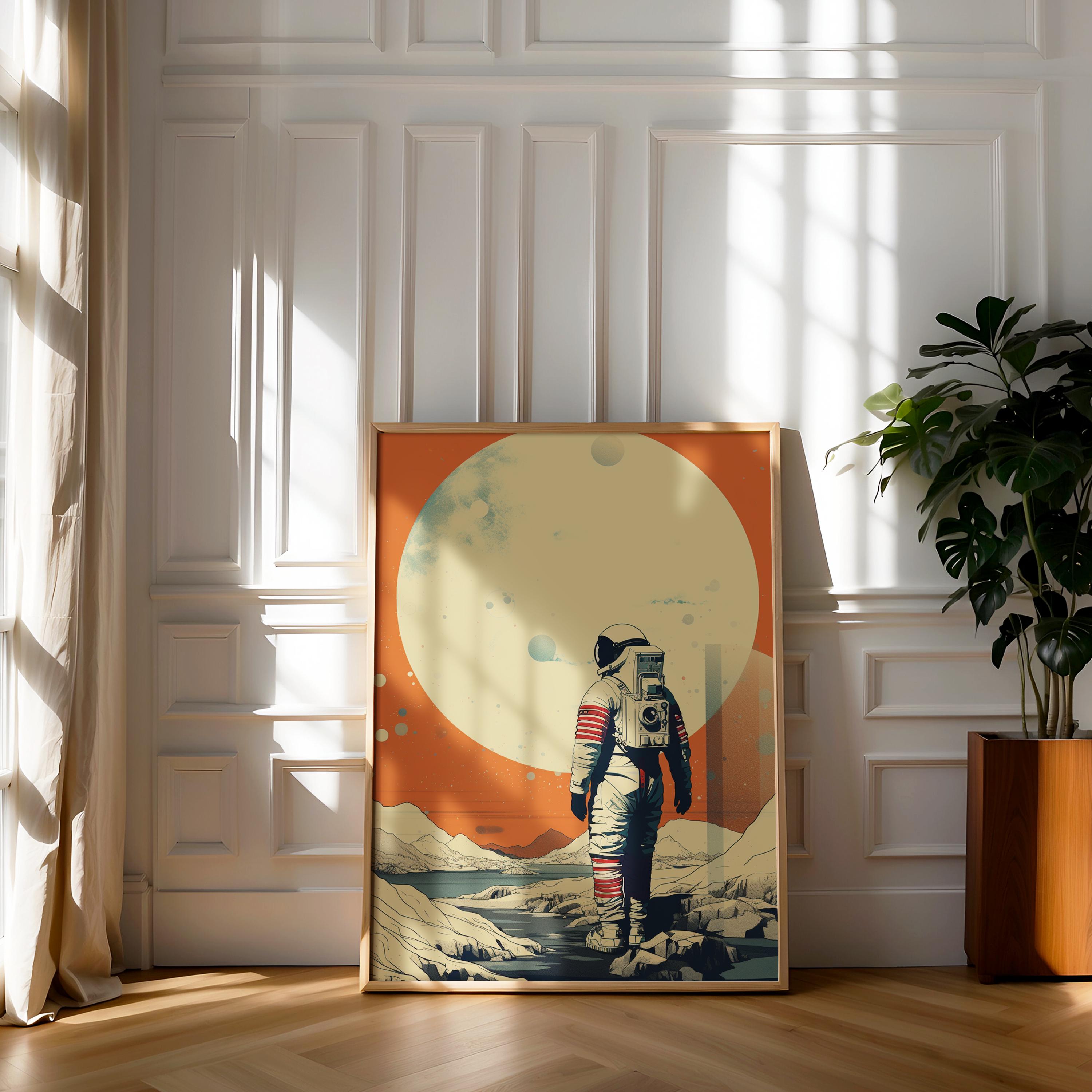 Astronaut Wall Art, Digital Printable, Space Art Print, Retro Vintage ...
