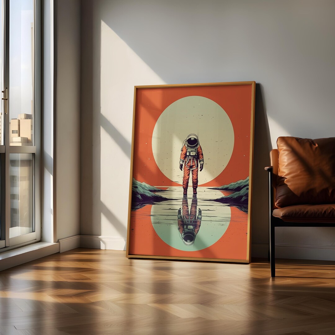 Retro Astronaut Wall Art Print, Sci-fi Space Poster, Boho Wall Decor ...