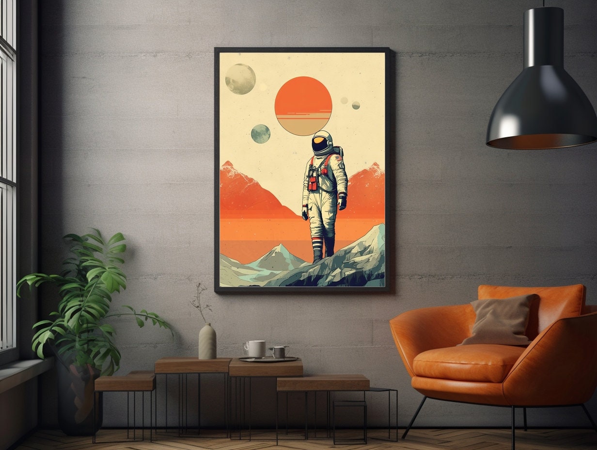 Astronaut Wall Art, Retro Space Art, Digital Printable, Vintage ...