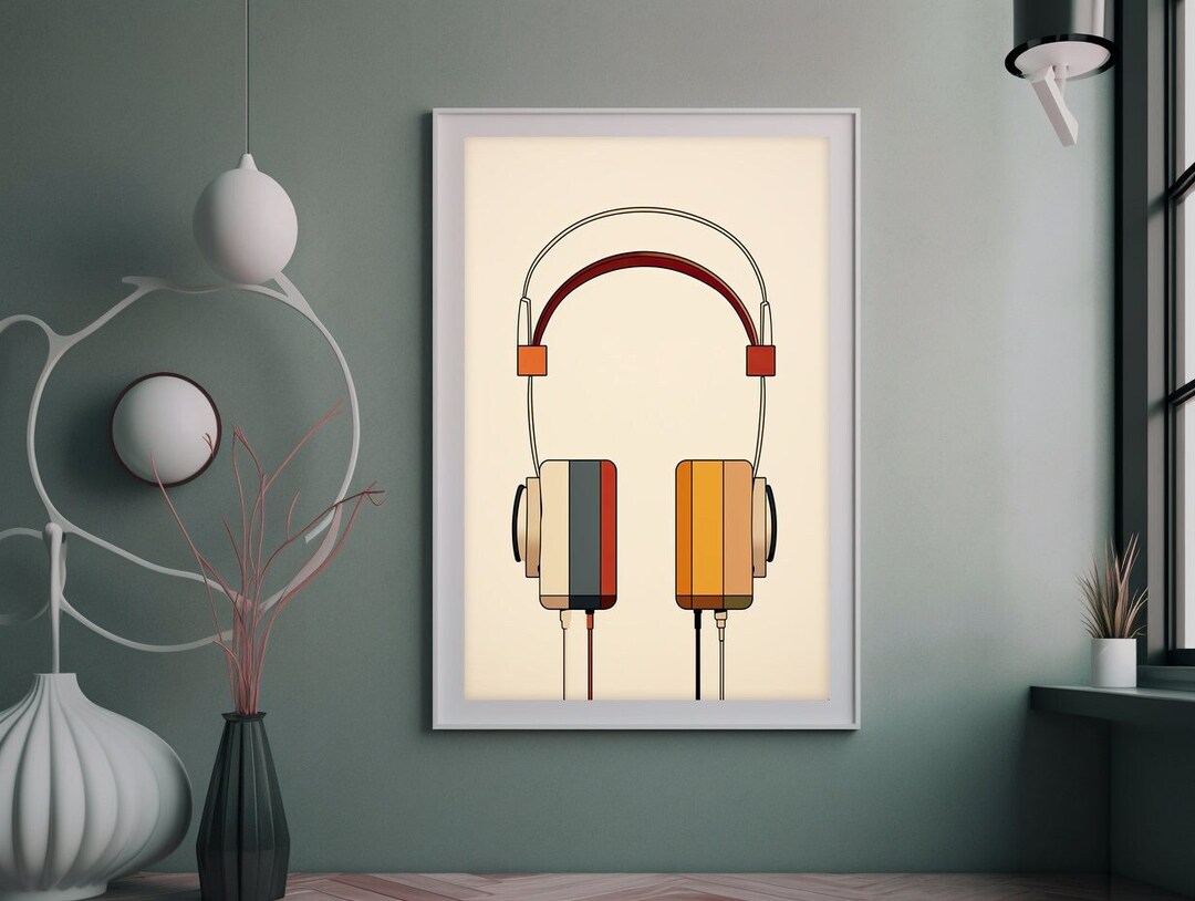 Headphones Wall Art Digital Download Minimalist Poster Head Etsy