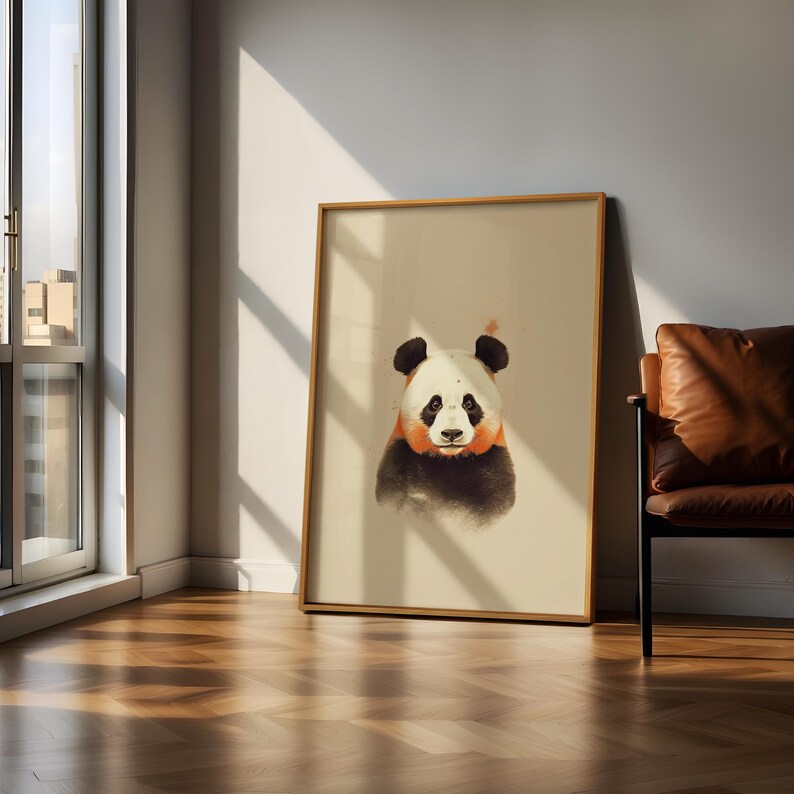 Minimalist Panda Wall Art, Cute Animal Print, Modern Boho Nursery Decor ...