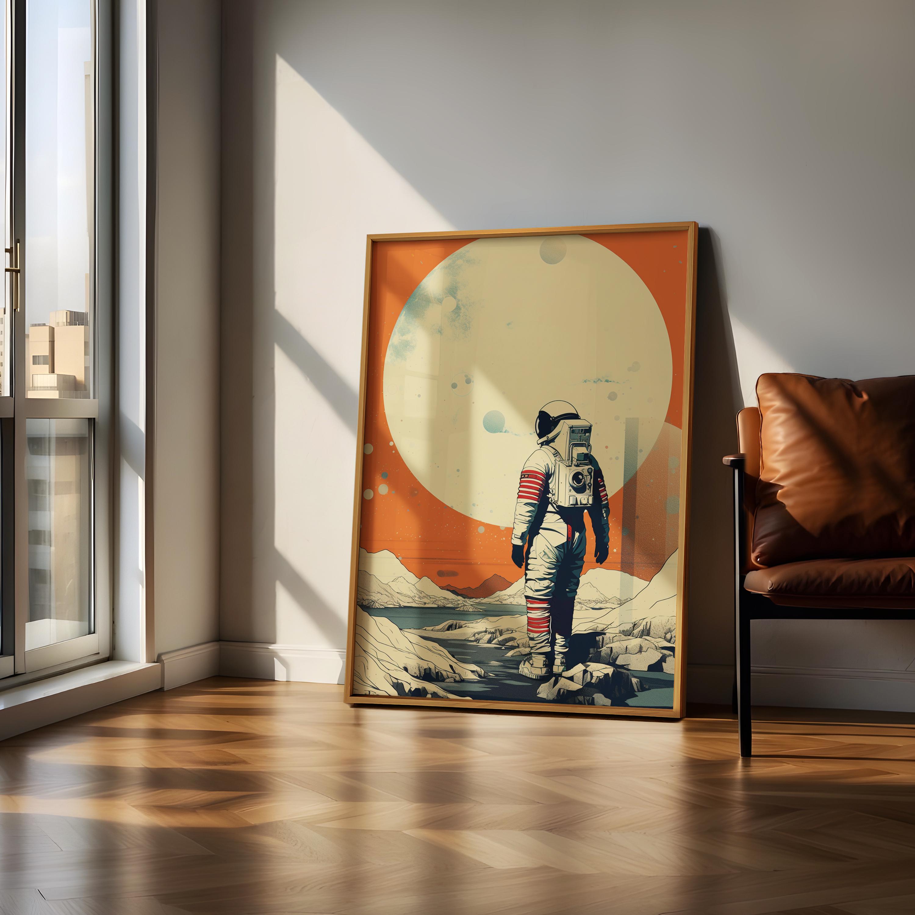 Astronaut Wall Art, Digital Printable, Space Art Print, Retro Vintage ...