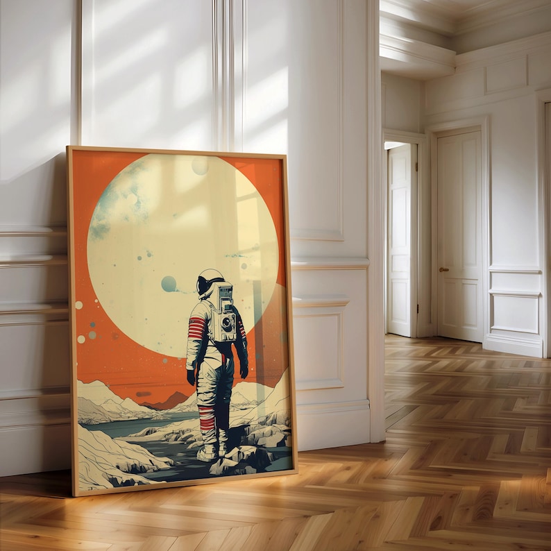 Astronaut Wall Art, Digital Printable, Space Art Print, Retro Vintage ...