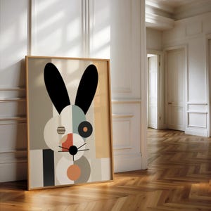 Bunny Wall Art, Digital Download, Bunny Art Print, Bauhaus Art, Bunny Rabbit Wall Decor, Bunny Poster, Rabbit Wall Print, Bunny Abstract Art