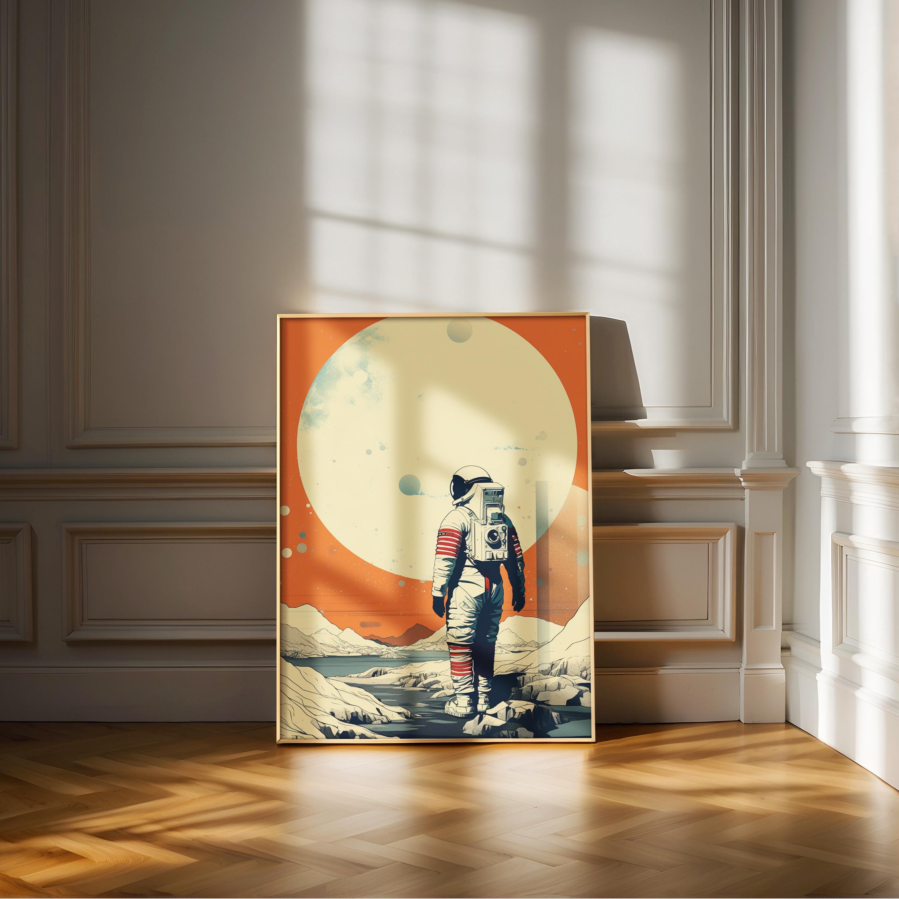 Astronaut Wall Art, Digital Printable, Space Art Print, Retro Vintage ...