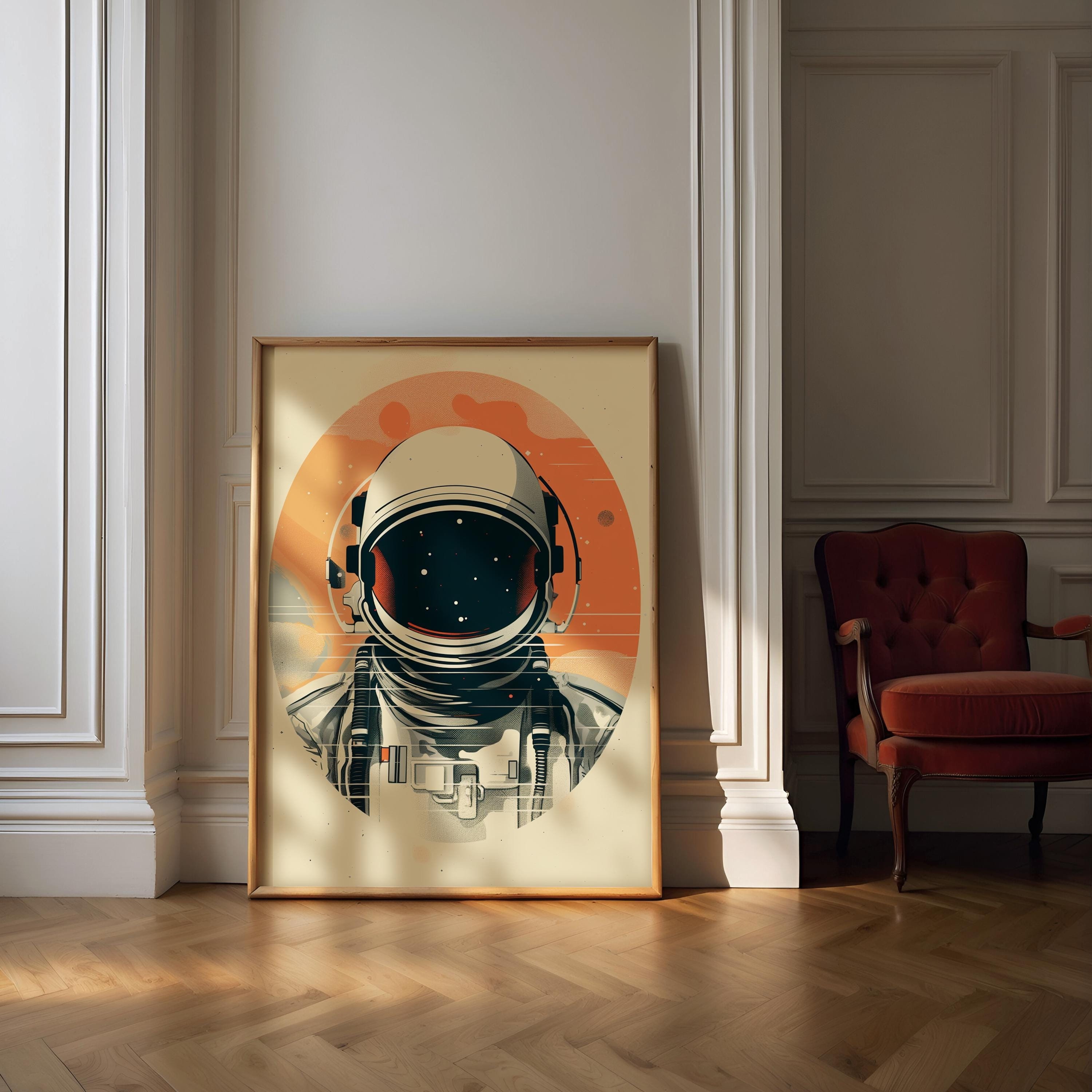 Astronaut Wall Art, Downloadable Art, Retro Space Astronaut Print ...