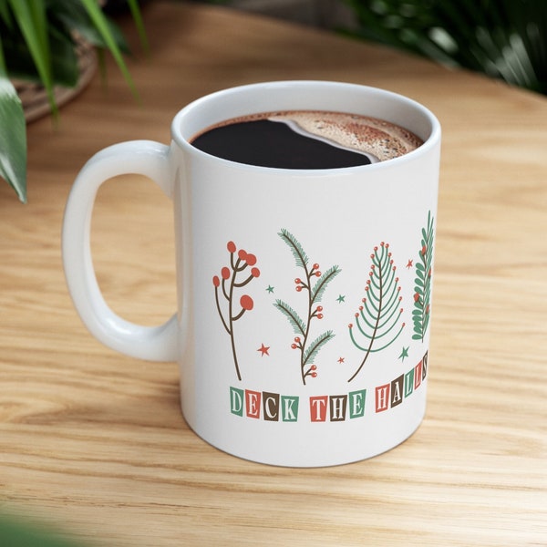 Deck the Halls Retro-Style Christmas Coffee Mug