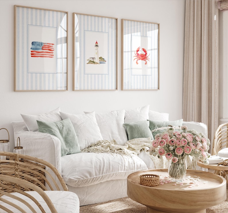 Beachy Wall Art Nantucket Fisherman Aesthetic Print Coastal Granddaughter Blue Printable Watercolor Cape Cod Wall Decor East Coast Artwork