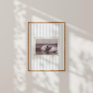 Vintage Beach Ocean Print Surf Poster Surfboard Wall Art Retro Stamp Printable Beachy Dorm Wall Art Coastal Vintage Decor Ocean Photography