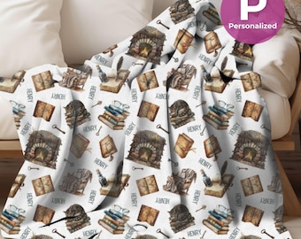 Personalized Book Lover Plush Fleece Blanket Custom Librarian Throw Blanket Nursery Book Decor Baby Blanket Custom Name Announcement Throw
