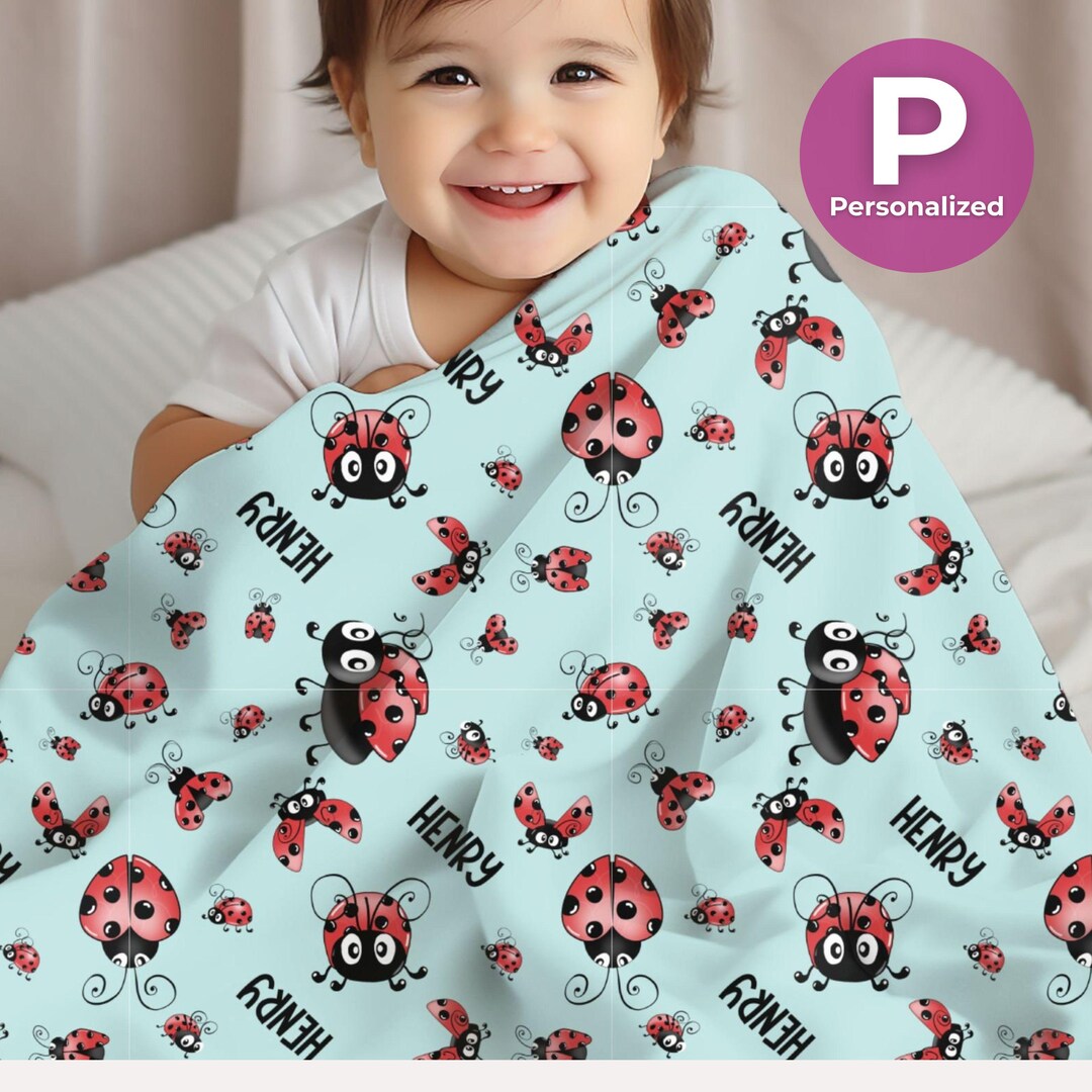 Personalized Ladybug Fleece Blanket Customized Bug Throw Blanket ...