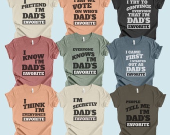 La camiseta favorita del grupo infantil de papá, la camiseta divertida preferida del día del padre para niños, el mejor regalo de camisa infantil para papá, la camiseta de humor de hermano favorito