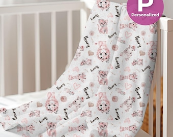 Personalized Safari Girl Fleece Blanket Customized Animal Throw Blanket Custom Velveteen Plush Fleece Animal Nursery Decor Safari Blanket