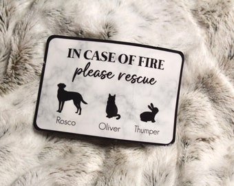 Custom In Case Of Fire Please Rescue Our Pets Waterproof Sticker For House Emergency With Your Animals Name