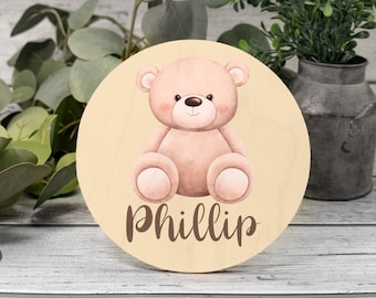 Personalized Baby Name Wood Sign (Bear)