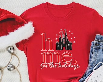 Disney Castle Home For The Holidays Shirt, Cinderella Castle Holiday Shirt, Disney Christmas Disney Shirts, Disney Matching Christmas