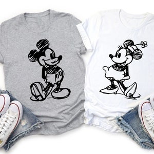 Vintage Mickey and Minnie Shirt, Mickey Sketch, Minnie Sketch, Vintage Mickey Minnie, Disney Family Vacation, Disney Kids shirt, Disneyworld