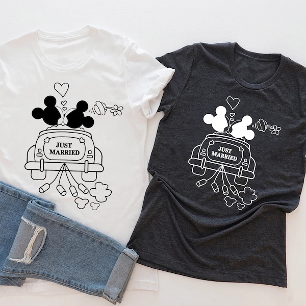 Just Married Disney Shirt, Disney Couple Shirt, Disneyland Wedding Gift, Bride and Groom Shirts, Honeymoon Disney Shirt, Disney Family Shirt