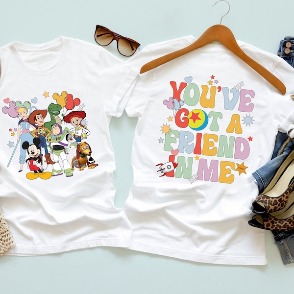 Retro Disney Toy Story You're Got A Friends In Me Shirt, Vintage Character Group Matching, Jessie And Buzz Shirts, Disney Family Shirt