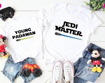 Jedi Master Young Padawan Shirts, Matching Star Wars T-Shirts, Jedi and Padawan Baby Shirt, Daddy daughter shirts, Dad and Son Jedi Shirt