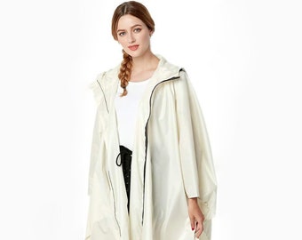 Marie Rain Poncho - Elegant, breathable, figure-hugging rain poncho/rain cape/rain jacket (for cycling/hiking/everyday life)