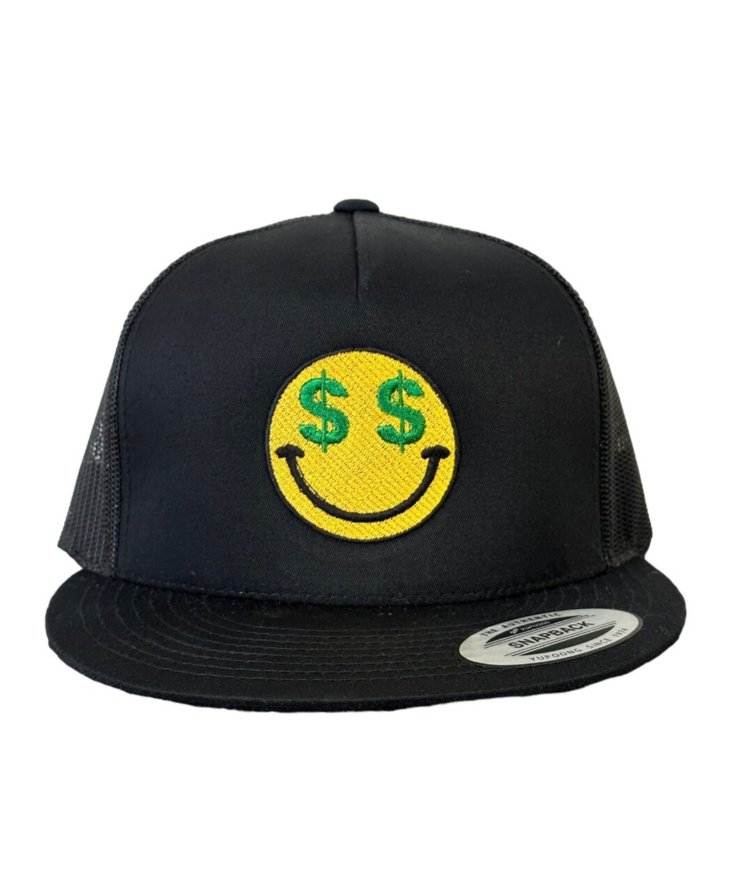 Happy Face Emoji embroidered Snapback Hat Etsy