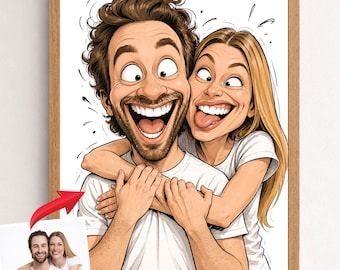 Custom Caricature Portrait from Photo – Exaggerated Funny Cartoon Gift for Friends, Birthday or Office
