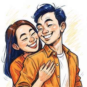 Custom Funny Couple Caricature Portrait – Transform Your Photo into Hilarious Art - Digital Download Gift for Couples