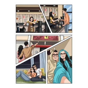 パーソナライズされたアニメのロマンチックな漫画カップル、カスタムコミックブック、イラスト付きラブストーリー