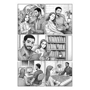 História em quadrinhos personalizada em preto e branco para qualquer ocasião/Feito sob encomenda/história em quadrinhos digital/presente de aniversário/aniversário/ilustração personalizada