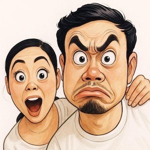 Retrato de caricatura personalizado a partir de una foto: regalo divertido y personalizado para parejas, familiares y amigos. Dibujo digital de caricatura.