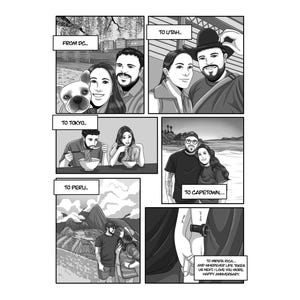 Marido y mujer amantes de los cómics, tira de cómic personalizada, regalos de aniversario de bodas con historias de amor, decoración de pared personalizada estilo anime