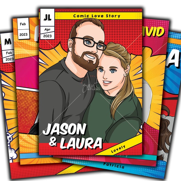 custom portrait comic book cover gift for her