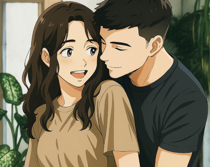 LIVRAISON RAPIDE Portrait personnalisé de style anime, cadeau anime pour couples, dessin d'anime à partir d'une photo, portrait style anime, portraits style manga